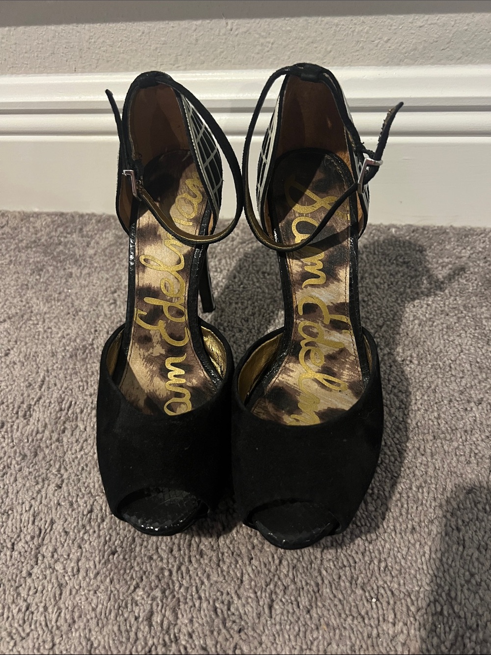 Sam Edelman Black Open-Toe Ankle-Strap Heels